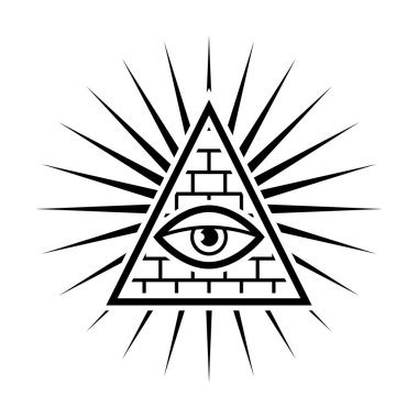 Her gören göz. Masonlar imzala. Beyaz arka plan. Vektör çizim.