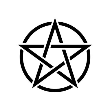 Beş köşeli yıldız sihirli işareti. Beyaz arka plan. Siyah arka plan. Vektör çizim.