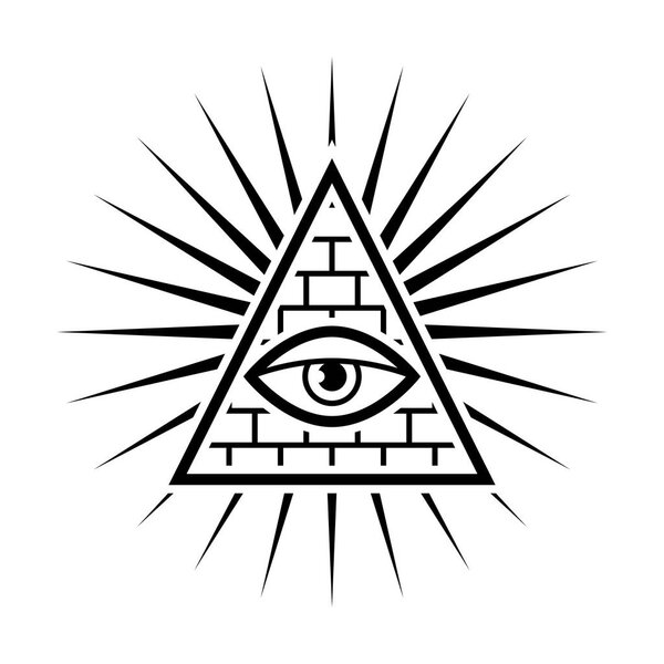 All seeing eye. Sign Masons. White background. Vector Illustration.