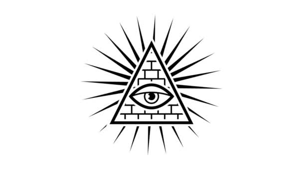 All Seeing Eye Zarejestruj Masons Białe Tło Kanał Alfa Projekt — Wideo stockowe