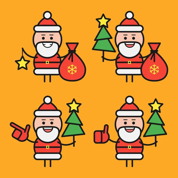 Weihnachtsmann Verschiedenen Posen Zeichensatz Teil Vektorillustration — Stockvektor
