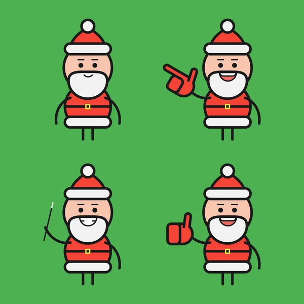 Père Noël Dans Diverses Poses Jeu Caractères Partie Illustration Vectorielle — Image vectorielle