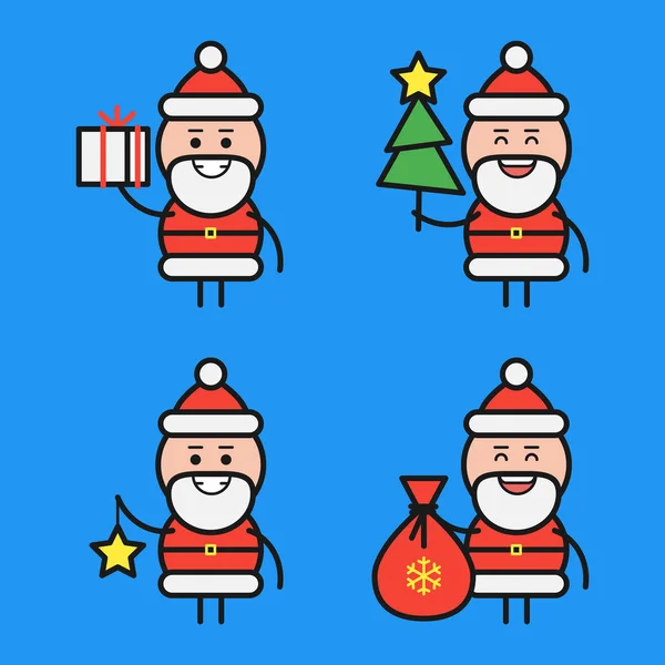 圣诞老人在各种各样的姿势 字符集 第3部分 矢量插图 — 图库矢量图片
