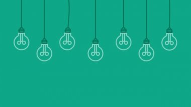 Ampulleri bir fikir asılı. İş kavramı arka plan. Hareketli grafikler