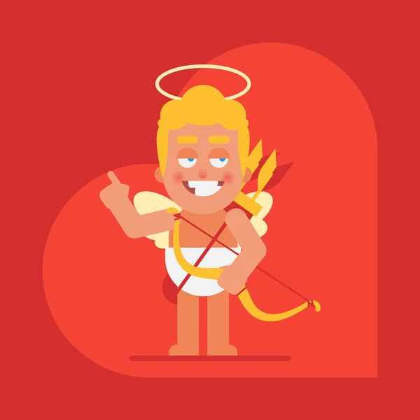 Puntos Cupido Sonrisas Personaje Dibujos Animados Tarjeta San Valentín Ilustración — Vector de stock