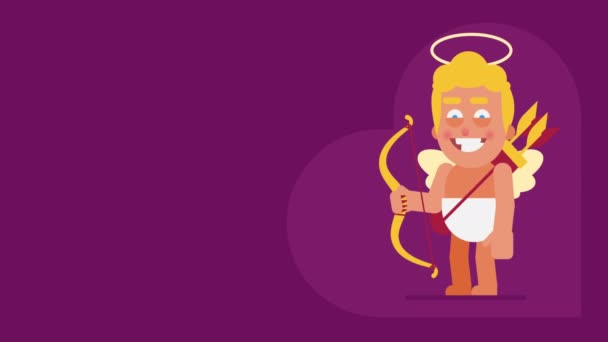Cupid shoots from bow in blind. Background for text. Loop animation. Motion graphics — Stock Footage Cupid Shoots Bow Blind Background Text Loop Animation Motion Graphics Royalty Free Stock Video