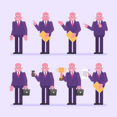 Eski işadamı bavul klasör ve çeşitli nesneleri tutar. Chara