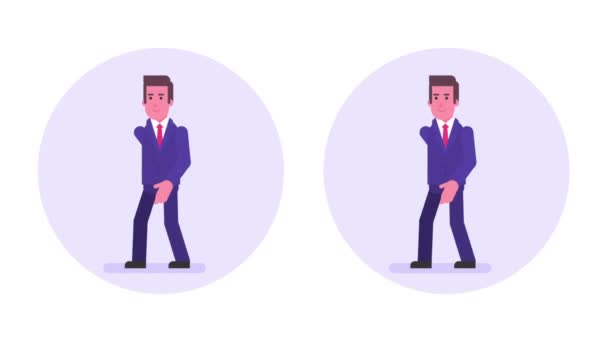 Hombre Negocios Camina Agitando Mano Sonriendo Icono Animación Animación Loop — Vídeo de stock