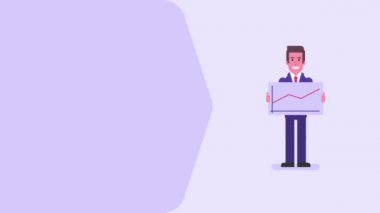 Businessman holds sign with growing schedule. Video concept. Loop animation. Motion graphics