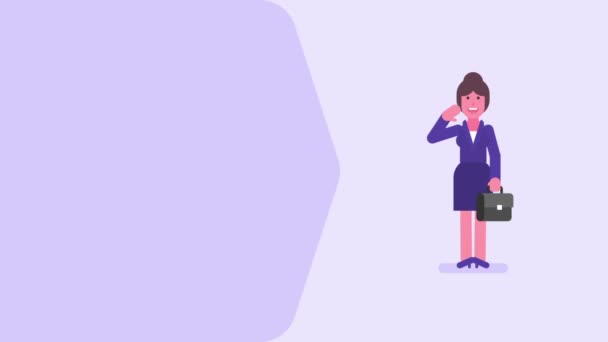 Business Woman Waving His Hand Smiling Video Concept Loop Animation — Stock Video