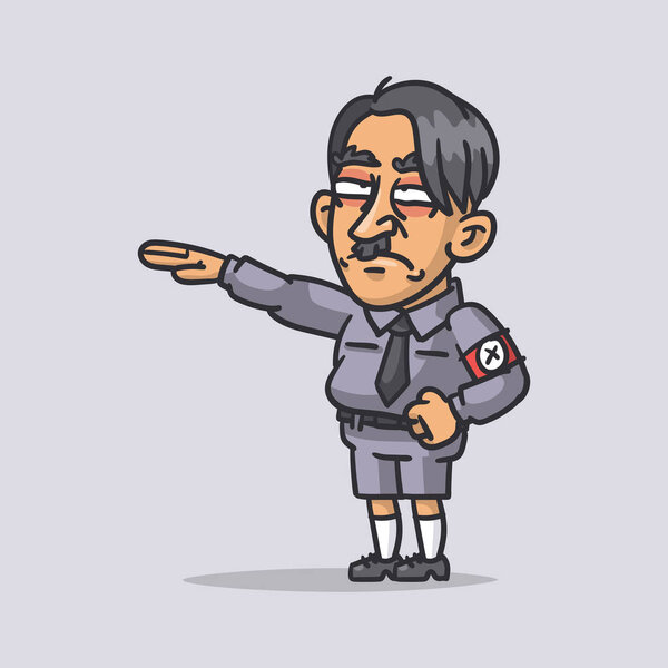Hitler shows hand gesture up. Funny character