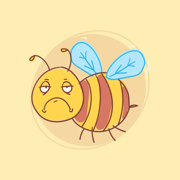Biene unzufrieden im Flug. Lustiger Charakter — Stockvektor