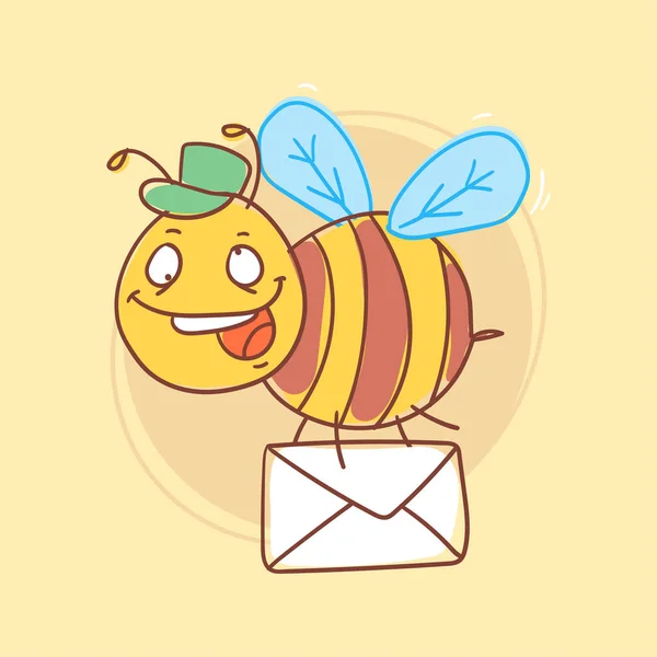 Bee Holding brief en glimlachend. Grappig karakter — Stockvector