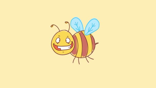 蜂は陽気で笑顔 おかしなキャラクター アルファチャンネル モーショングラフィックス — ストック動画