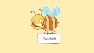 Arı yazıt sayesinde işareti tutan. Komik bir karakter. Alfa kanalı. Hareketli grafikler