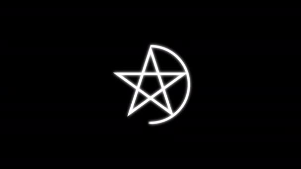 Pentagram Pěticípá Hvězda Animované Magické Znamení Průhledné Pozadí Animace Smyčky — Stock video