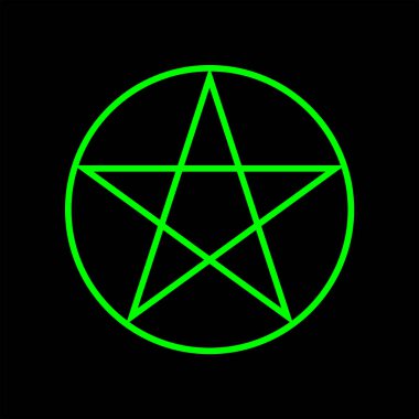 Beş köşeli yıldız yeşili renk. Sihirli işaret. Vektör İllüstrasyonu