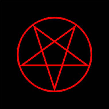 Ters pentagram kırmızı rengi. Sihirli işaret. Vektör İllüstrasyonu