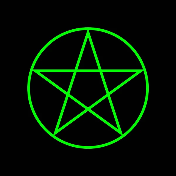 Pentagram Pięcioramienny Zielony Kolor Gwiazdy Magiczny Znak Ilustracja Wektora — Wektor stockowy