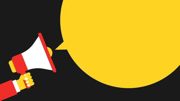 Gelbe Wolke Für Text Und Hand Hält Megafon Konzeptioneller Hintergrund — Stockvektor