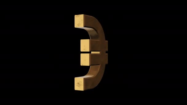 Eurozeichen Golden Und Rostig Transparenter Hintergrund Looping Animation Zeichen — Stockvideo