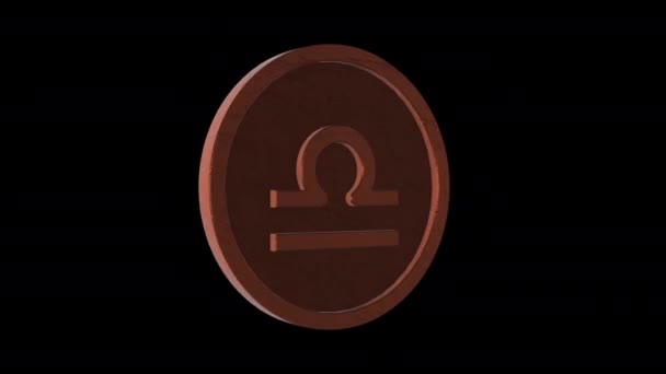 Sternzeichen Waage Medaillon Bronze Aus Metall Alpha Kanal Looping Animation — Stockvideo