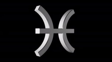 Balık burcu burcu. Metal gümüş. Alfa kanalı. Döngülü animasyon. 3d nesnesi