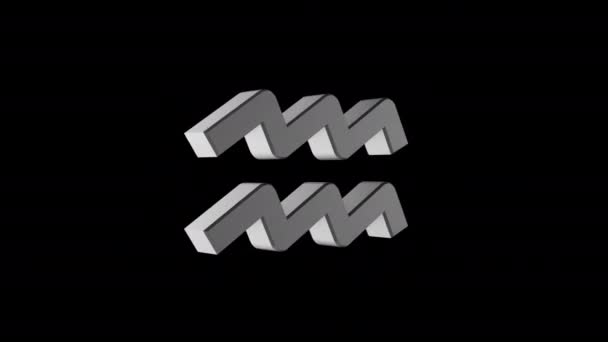 Waterman Dierenriem Teken Metalen Zilver Alfa Kanaal Opgelijnde Animatie Voorwerp — Stockvideo