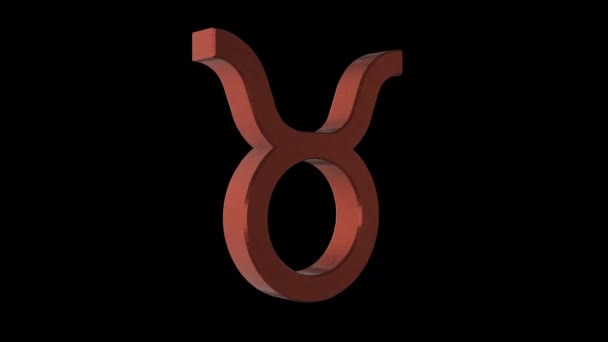 Taurus Zodiac Sign Metal Copper Alpha Channel Looped Animation Object — Stock Video