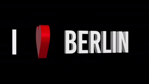 Berlin Seviyorum Metin Kalp Alfa Kanalı Döngülü Animasyon Nesnesi — Stok video