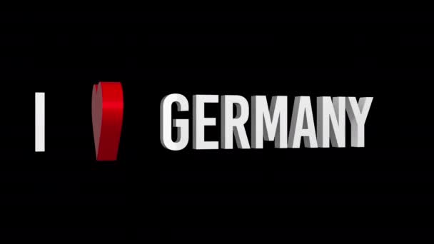 Encanta Alemania Texto Corazón Canal Alfa Animación Bucle Objeto — Vídeos de Stock