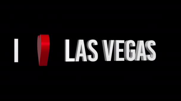 Ich Liebe Las Vegas Text Und Herz Alpha Kanal Looping — Stockvideo