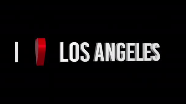 Люблю Лос Анджелес Текст Серце Альфа Канал Завантажена Анімація Єкт — стокове відео