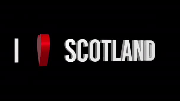 Люблю Шотландію Текст Серце Альфа Канал Завантажена Анімація Єкт — стокове відео