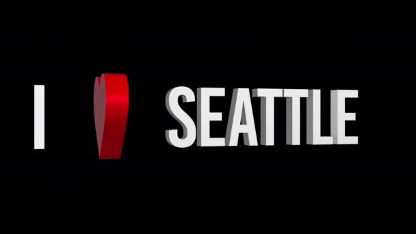 Encanta Seattle Texto Corazón Canal Alfa Animación Bucle Objeto — Vídeos de Stock