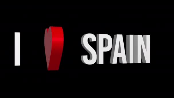 Hou Van Spanje Tekst Hart Alfa Kanaal Opgelijnde Animatie Voorwerp — Stockvideo