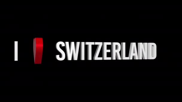 Ich Liebe Die Schweiz Text Und Herz Alpha Kanal Looping — Stockvideo