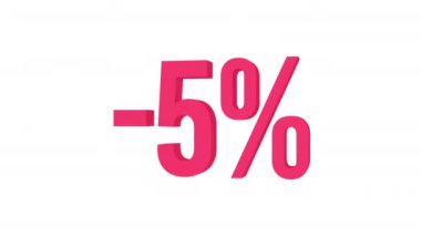 Animasyon metni% 5 indirimli. Alfa kanalı. Döngülü animasyon. 3d nesnesi