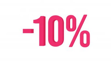 Animasyon metni% 10 indirimli. Alfa kanalı. Döngülü animasyon. 3d nesnesi