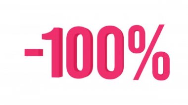 Animasyon metni% 100 indirimli. Alfa kanalı. Döngülü animasyon. 3d nesnesi