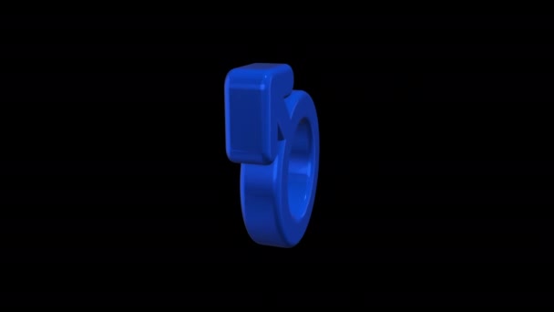 ジェンダーシンボルマンブルーアイコン アルファチャンネル ループアニメーション 3Dオブジェクト — ストック動画