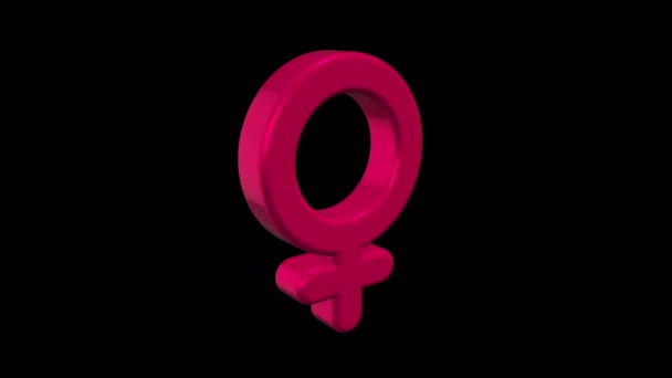 Символ Пола Женщина Розовая Икона Альфа Канал Цикл Анимации Объект — стоковое видео