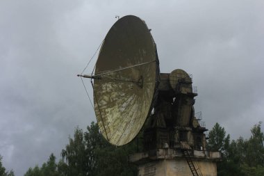 non-working abandoned parabolic radio telescope clipart