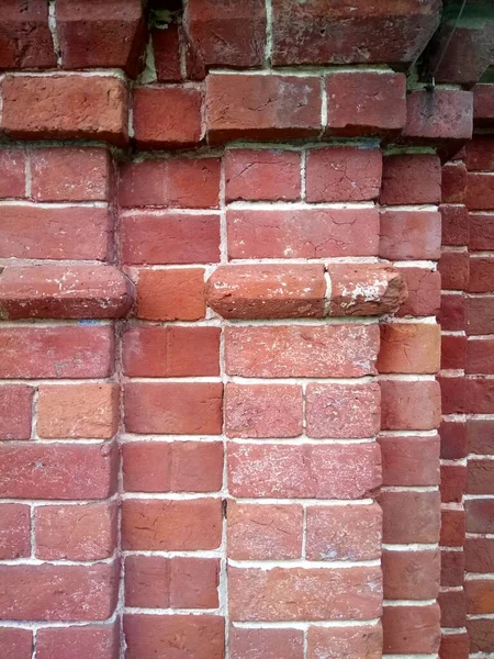 Uitzicht Oude Rode Bakstenen Muur Close — Stockfoto