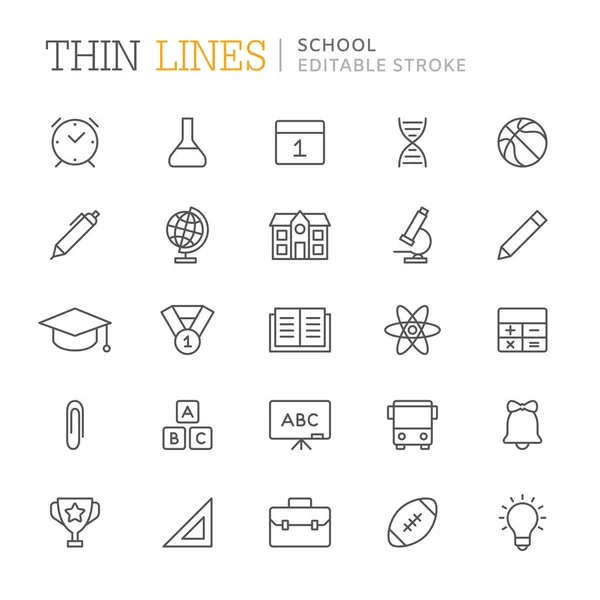Colección de iconos de línea relacionados con la escuela. Carrera editable Gráficos Vectoriales