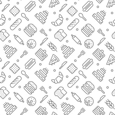 İnce çizgi simgeleri ile fırın Dikişsiz desen