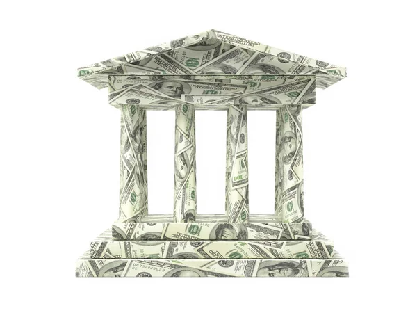 Representación Estructura Columnar Del Banco Envuelta Alrededor Con Billetes Cien —  Fotos de Stock