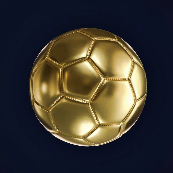 Gouden Voetbal Donker Blauwe Achtergrond — Stockfoto