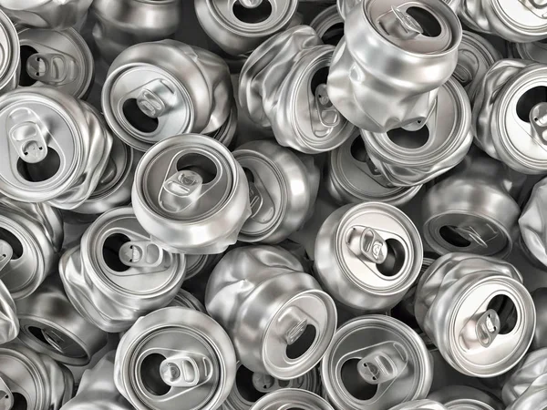 Stapel Leeg Verpletterde Aluminium Soda Blikjes — Stockfoto