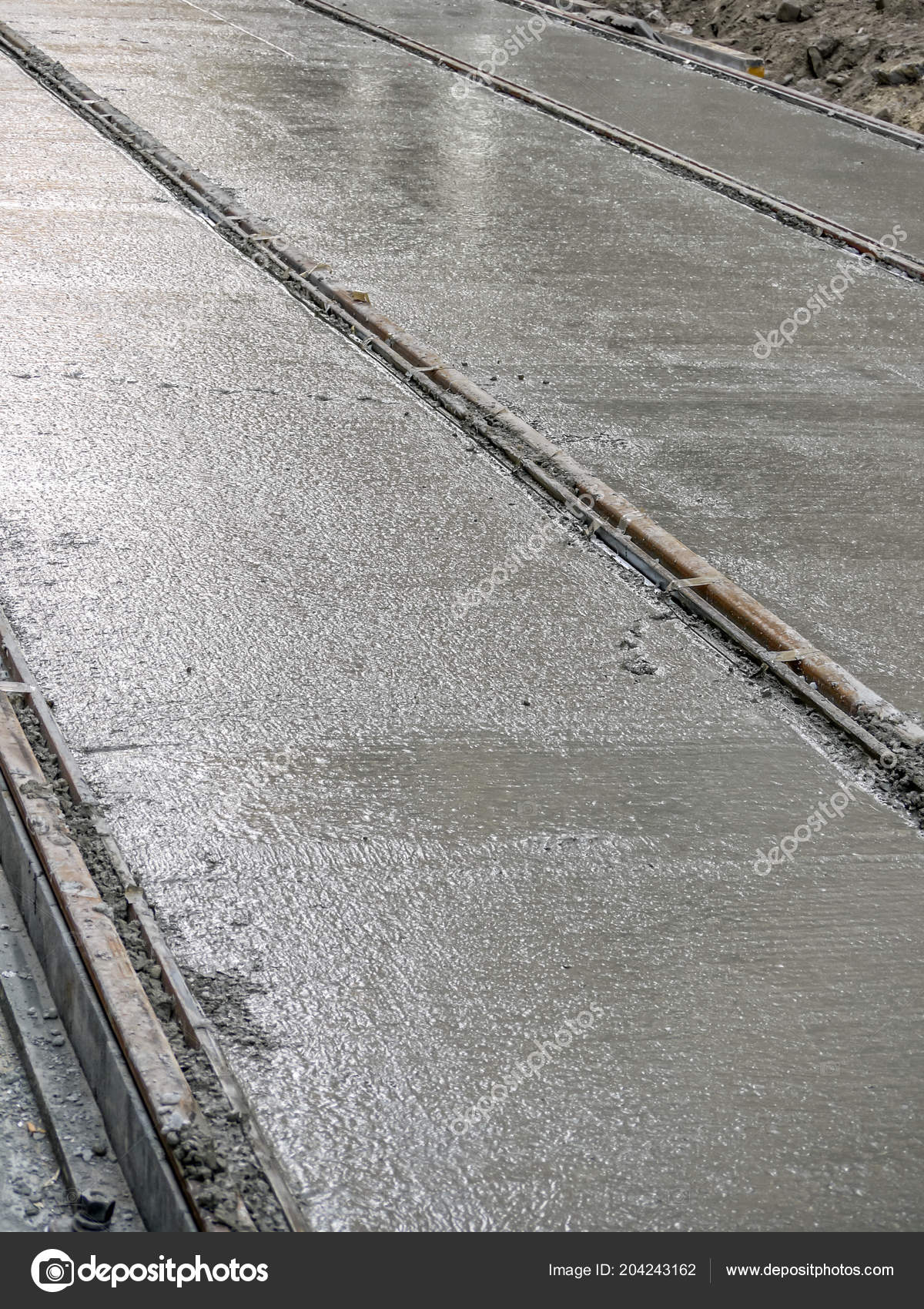 Fresh Concrete Slab Poured New Tramway Track Stock Photo By C Pryzmat 204243162